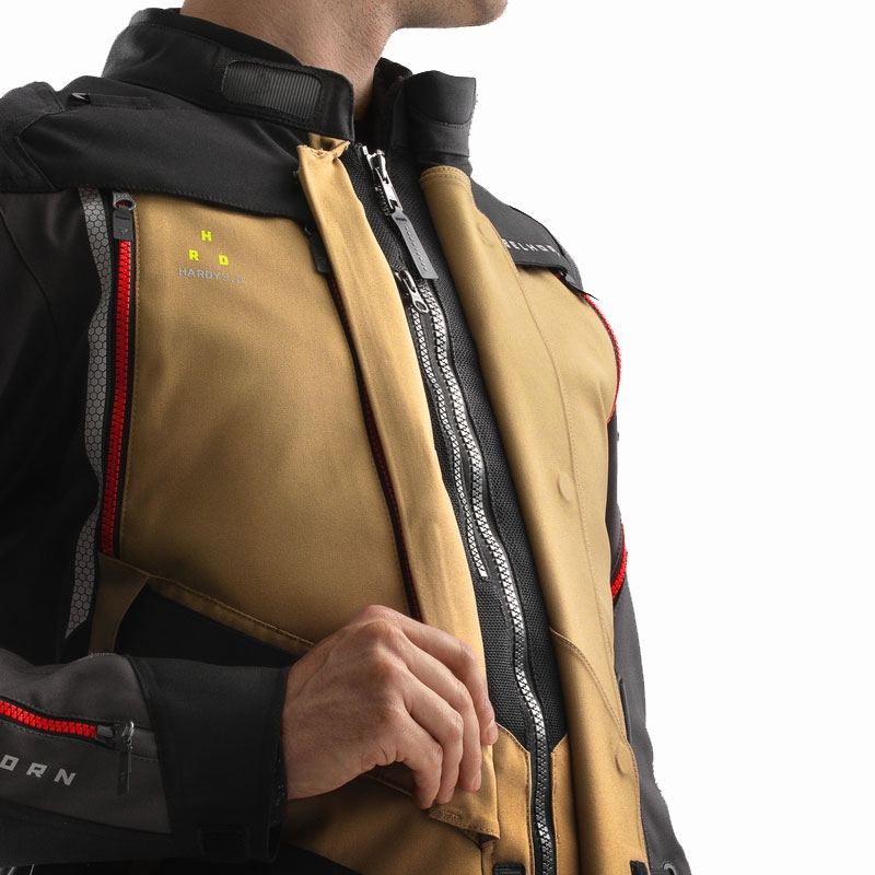 Chaqueta de moto Rebelhorn Hardy 3.0 beige-gris-rojo