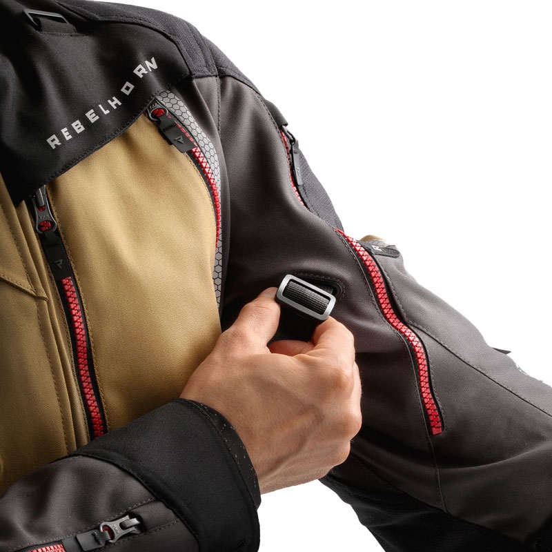 Chaqueta de moto Rebelhorn Hardy 3.0 beige-gris-rojo