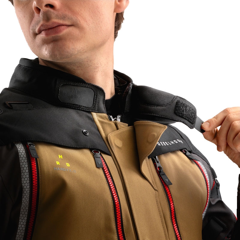 Chaqueta de moto Rebelhorn Hardy 3.0 beige-gris-rojo