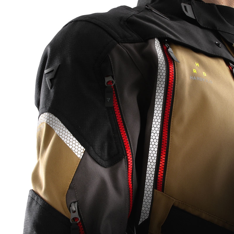 Chaqueta de moto Rebelhorn Hardy 3.0 beige-gris-rojo