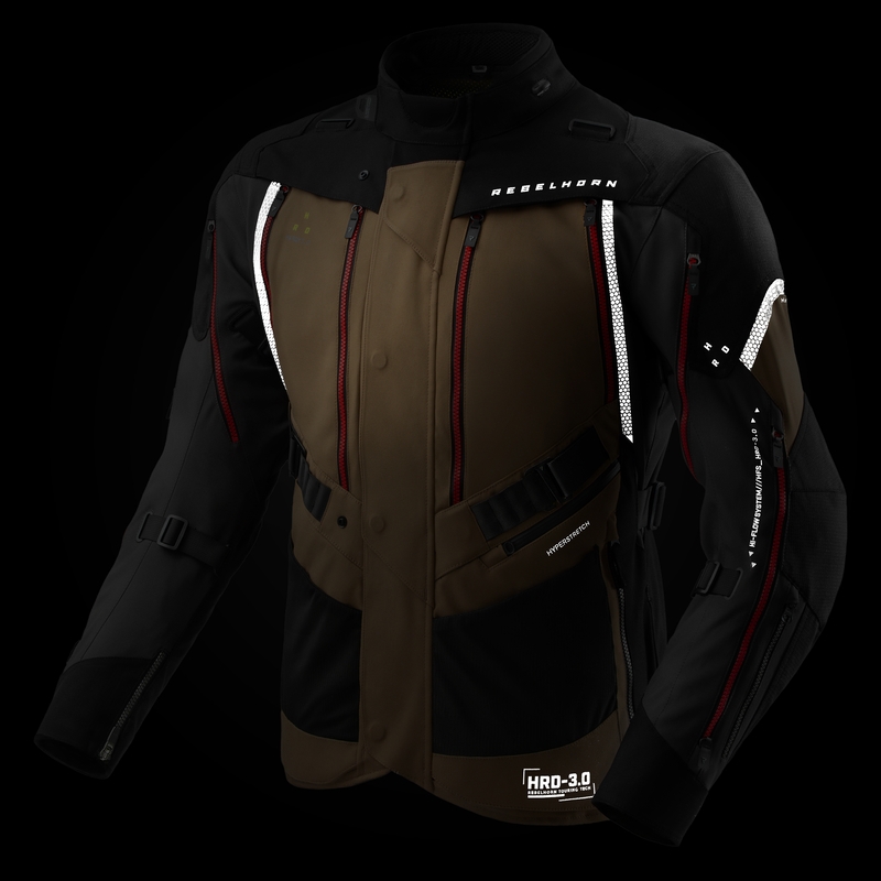 Chaqueta de moto Rebelhorn Hardy 3.0 beige-gris-rojo
