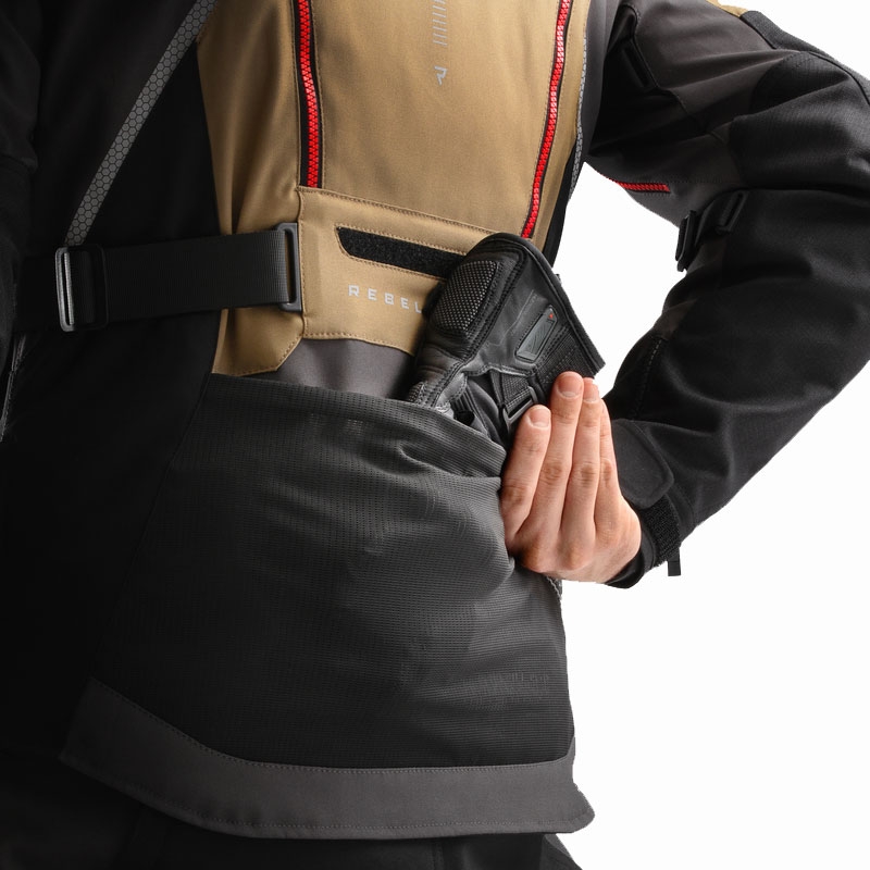 Chaqueta de moto Rebelhorn Hardy 3.0 beige-gris-rojo