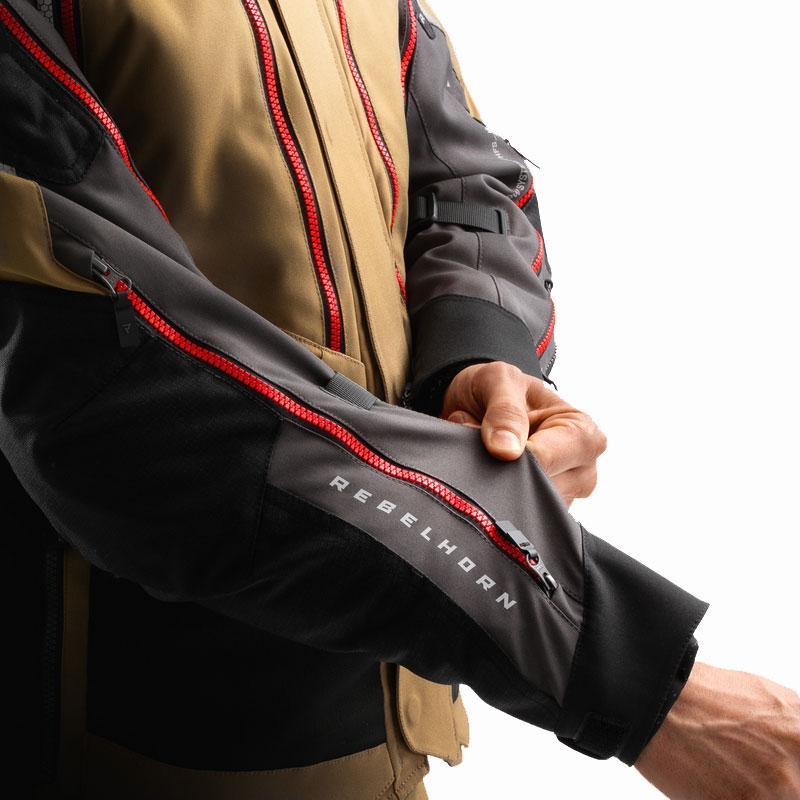 Chaqueta de moto Rebelhorn Hardy 3.0 beige-gris-rojo