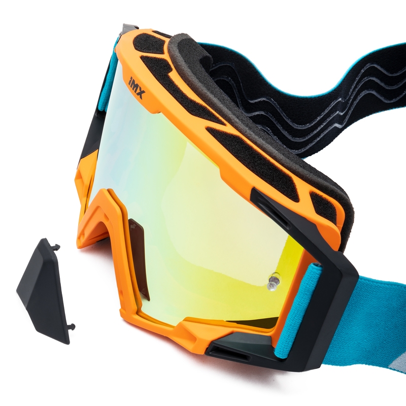 Gafas de motocross iMX Sand naranja-azul-blanco con plexiglás de iridio