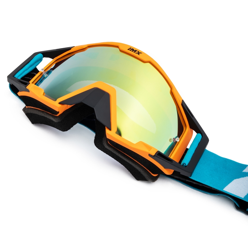 Gafas de motocross iMX Sand naranja-azul-blanco con plexiglás de iridio