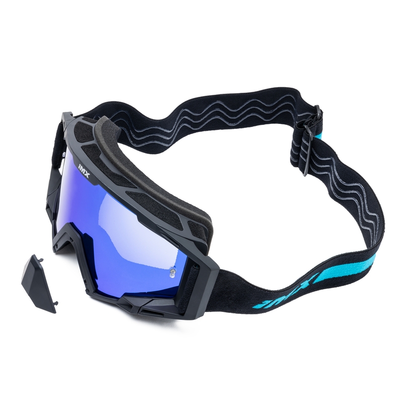 Gafas de motocross iMX Sand negro-azul con plexiglás azul iridio