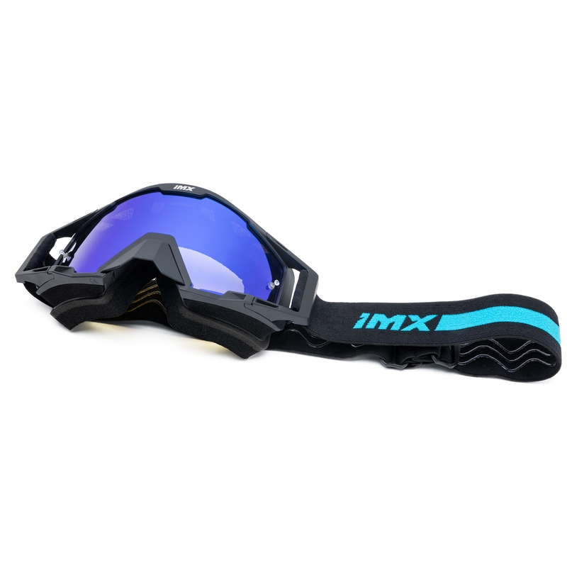 Gafas de motocross iMX Sand negro-azul con plexiglás azul iridio