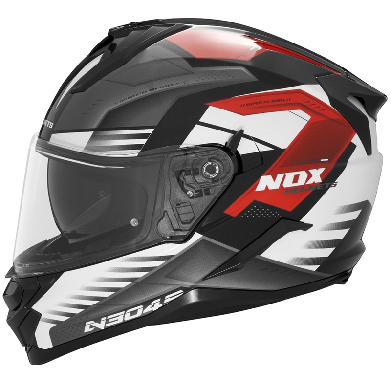 Casco integral de moto NOX N304S CARVER negro-blanco-rojo