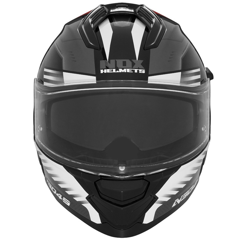 Casco integral de moto NOX N304S CARVER negro-blanco-rojo