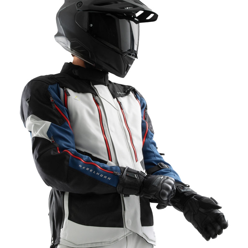 Chaqueta de moto Rebelhorn Hardy 3.0 azul-gris-rojo