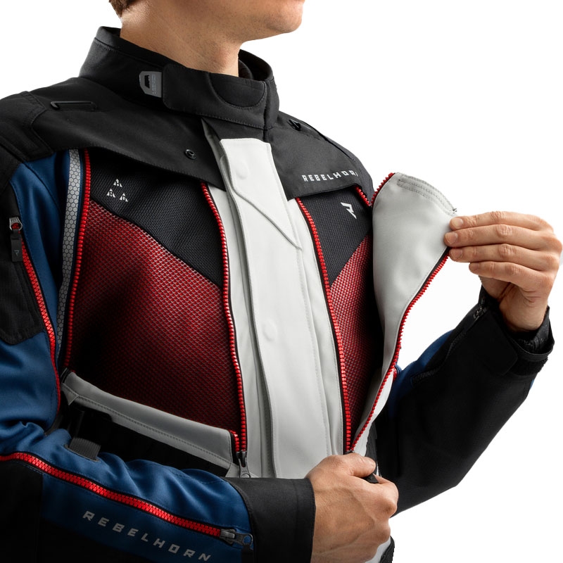 Chaqueta de moto Rebelhorn Hardy 3.0 azul-gris-rojo