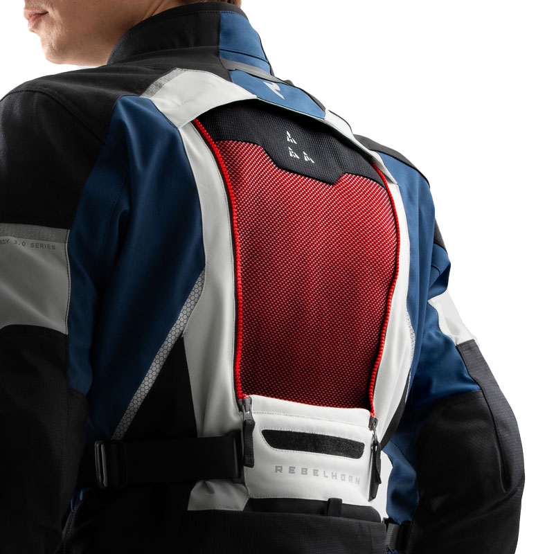 Chaqueta de moto Rebelhorn Hardy 3.0 azul-gris-rojo