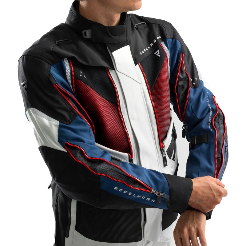 Chaqueta de moto Rebelhorn Hardy 3.0 azul-gris-rojo