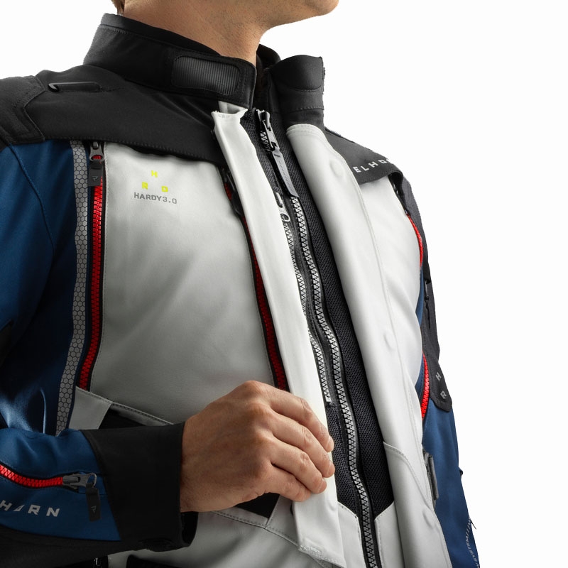 Chaqueta de moto Rebelhorn Hardy 3.0 azul-gris-rojo