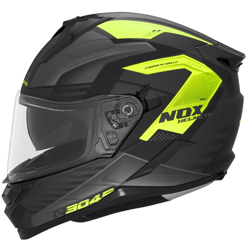 Casco integral de moto NOX N304S CARVER negro mate-amarillo