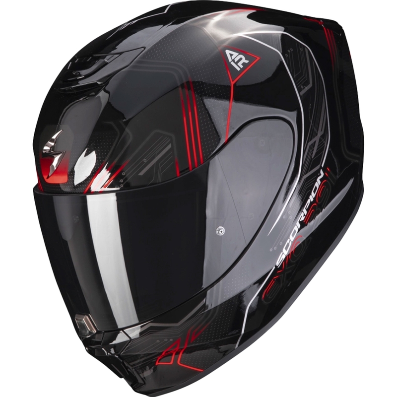 Casco integral de moto Scorpion EXO-391 Spada negro-rojo neón