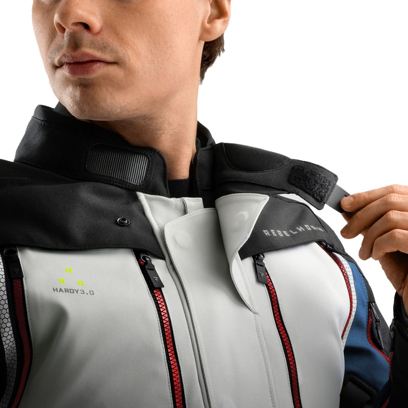 Chaqueta de moto Rebelhorn Hardy 3.0 azul-gris-rojo