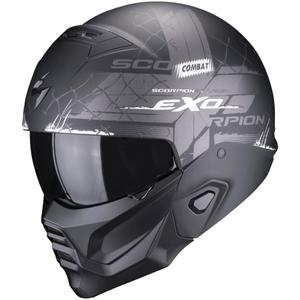 Casco abierto con máscara Scorpion EXO-COMBAT II Xenon negro y blanco mate