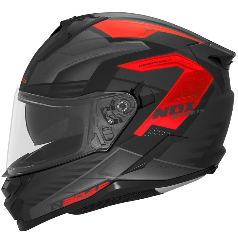Casco integral de moto NOX N304S CARVER negro mate-rojo