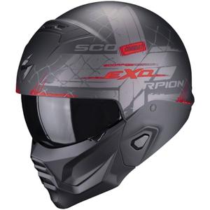 Casco abierto con máscara Scorpion EXO-COMBAT II Xenon negro-rojo mate