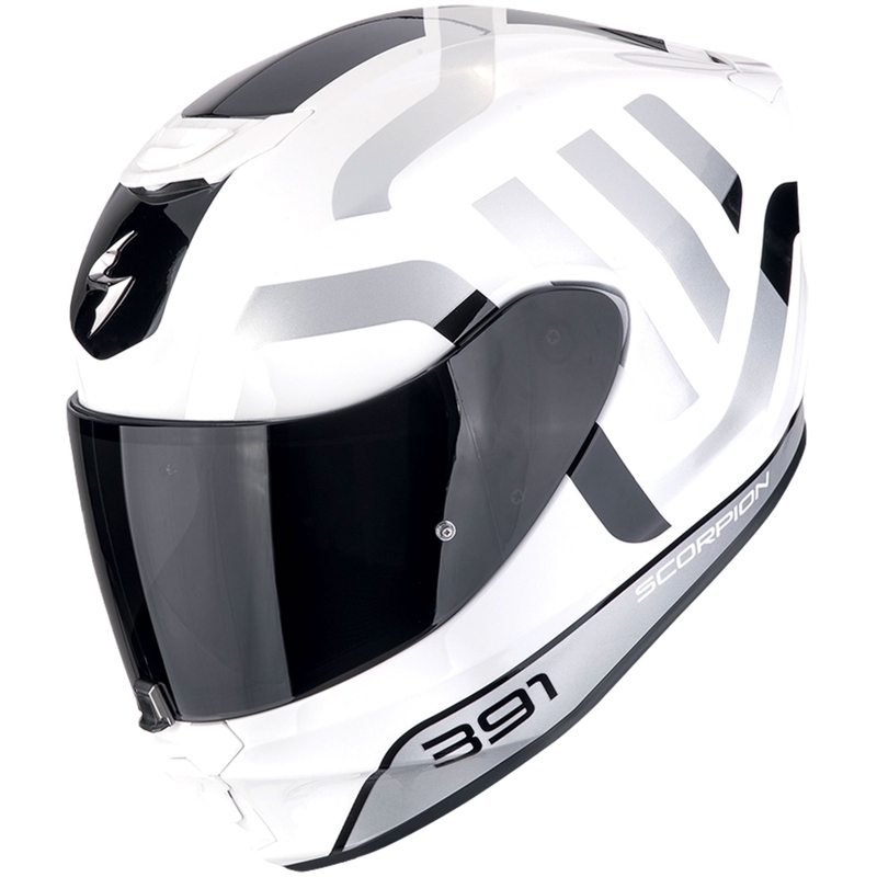 Casco integral de moto Scorpion EXO-391 AROK blanco-negro-plata liquidación