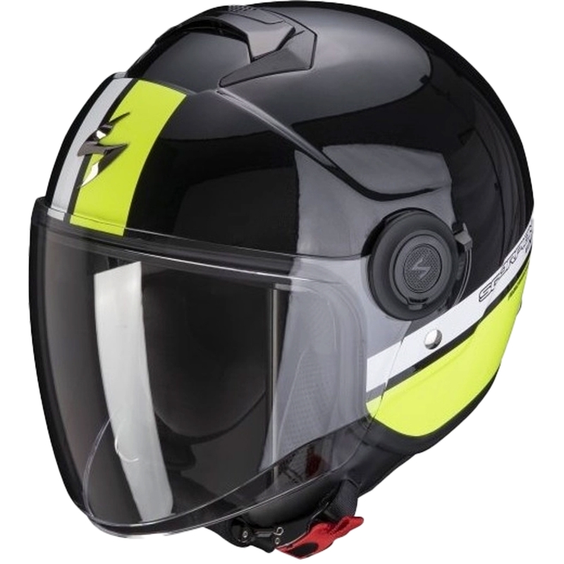 Casco de moto SCORPION EXO-CITY STRADA perla negro-blanco-amarillo fluo