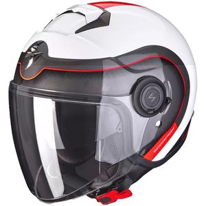 Casco de moto abierto Scorpion EXO-CITY ROLL blanco-rojo