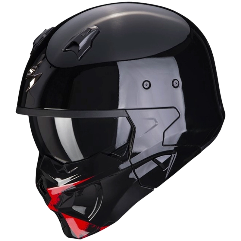 Casco abierto con máscara SCORPION COVERT-X TANKER negro-rojo