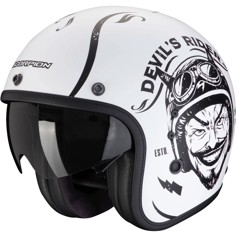 Casco de moto abierto Scorpion Belfast Evo ROMEO negro mate y blanco liquidación