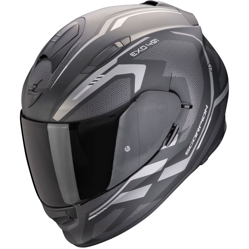 Casco integral para motocicleta Scorpion EXO-491 KRYPTA, negro mate-plata