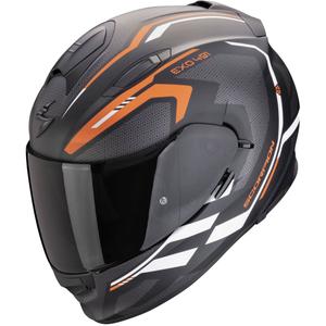 Casco integral de moto Scorpion EXO-491 KRYPTA en negro mate, naranja y blanco.