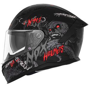 Casco integral de moto NOX N401 ZUMBI negro mate-rojo
