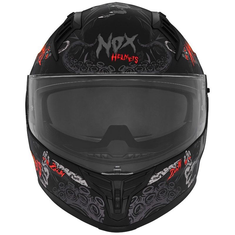 Casco integral de moto NOX N401 ZUMBI negro mate-rojo
