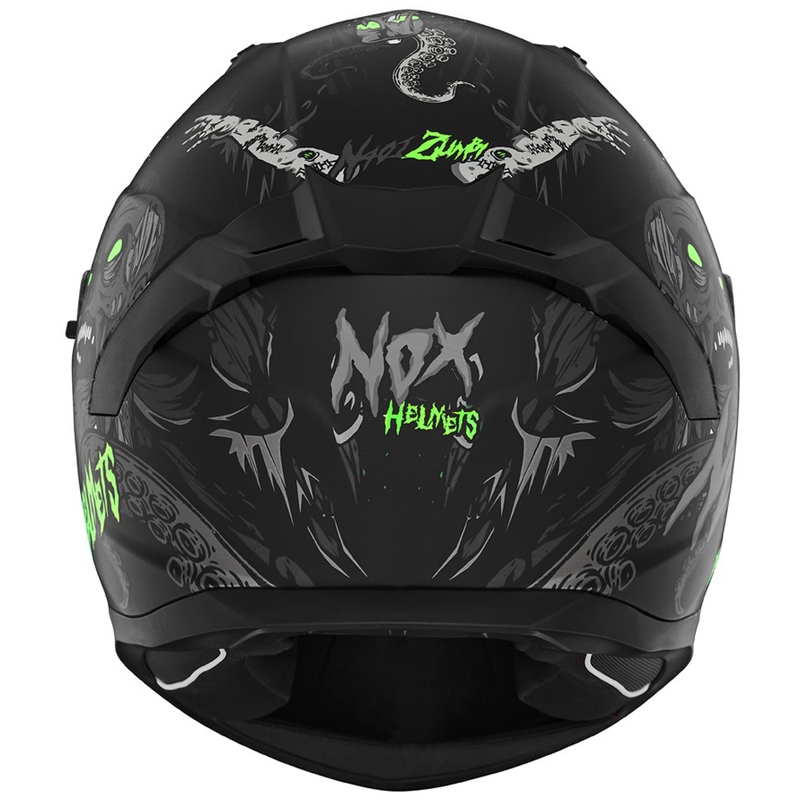 Casco integral de moto NOX N401 ZUMBI negro mate-verde fluo