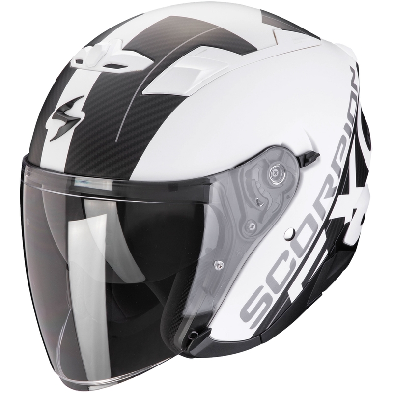 Casco de moto abierto SCORPION EXO-230 QR blanco-negro mate liquidación