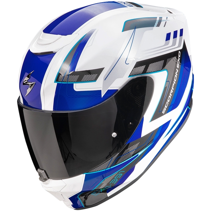 Casco integral de moto Scorpion EXO-391 CAPTOR blanco-azul liquidación