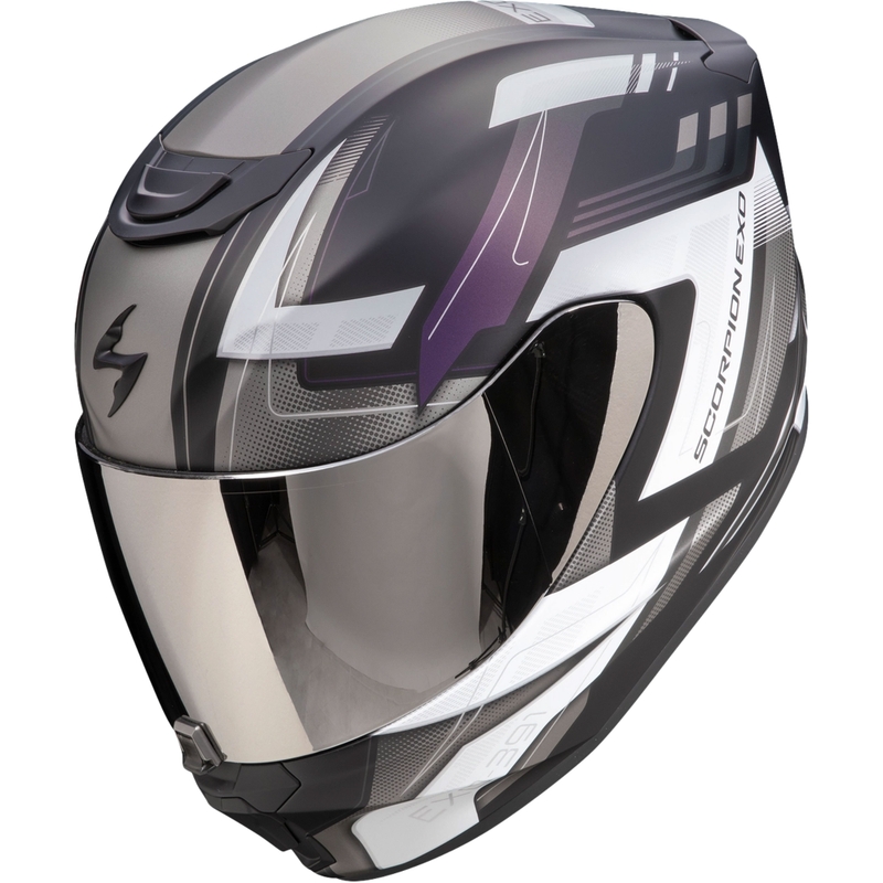 Casco integral de moto Scorpion EXO-391 Captor, color negro mate, camaleón, en oferta liquidación