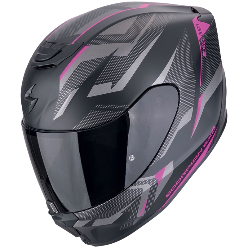Casco integral de moto Scorpion EXO-391 AAXO en negro mate y rosa