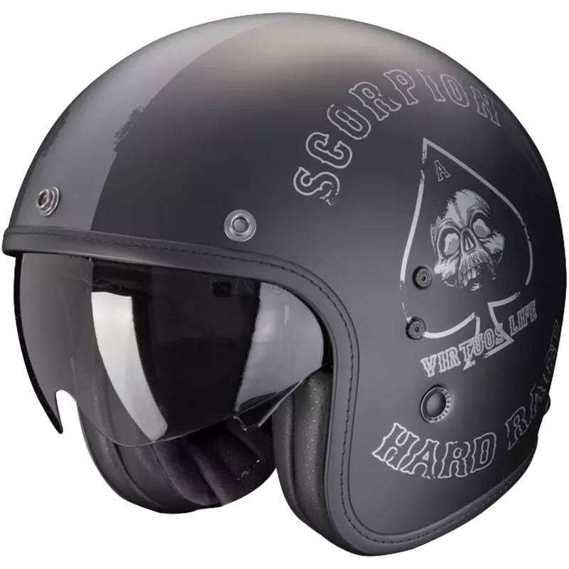 Casco de moto abierto Scorpion Belfast Evo Spade Negro mate-Plata