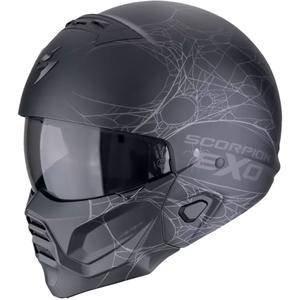 Casco de moto modular Scorpion EXO-COMBAT II SPIDERWEB negro-plata mate