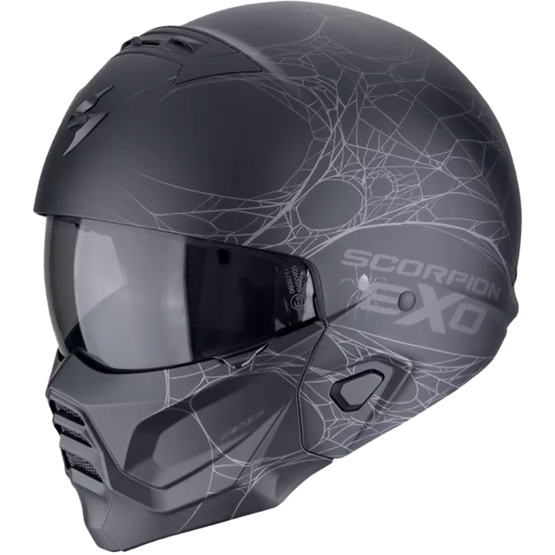 Casco de moto modular Scorpion EXO-COMBAT II SPIDERWEB negro-plata mate