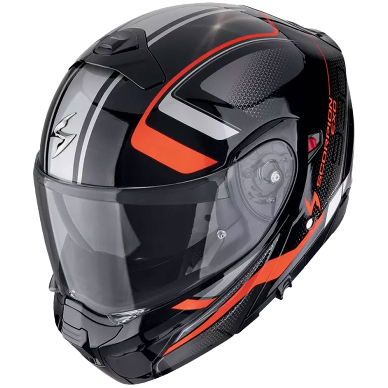 Casco de moto modular Scorpion EXO-930 EVO ARDENS negro metálico-rojo