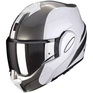 Casco de moto abatible Scorpion EXO-TECH FORZA perla blanco-plata