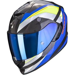 Casco integral de moto Scorpion Exo-1400 Carbon Air Legione azul-amarillo fluo