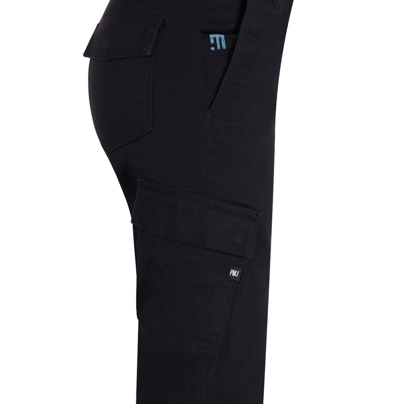 Vaqueros de moto para mujer PMJ Electra Cargo negros liquidación