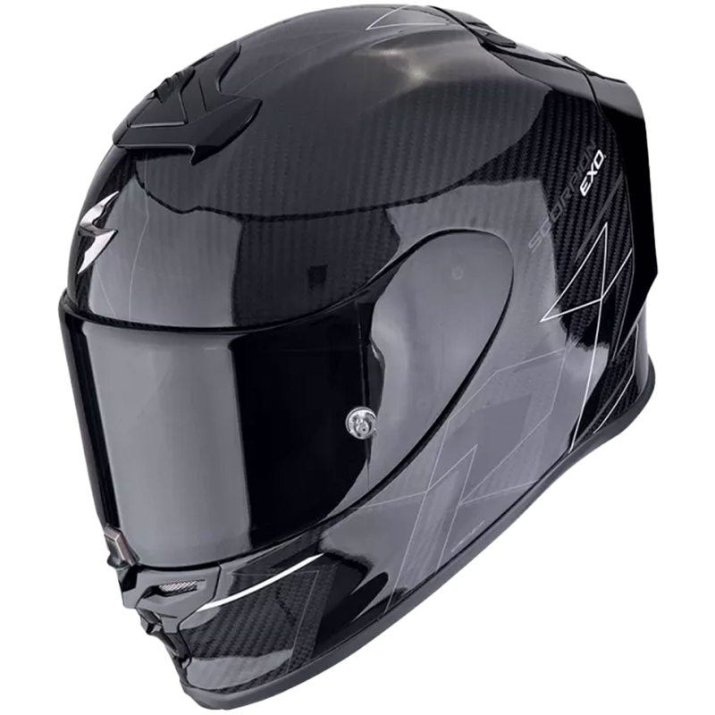 Casco integral de moto Scorpion EXO-R1 EVO CARBON AIR CYNERGY negro y blanco
