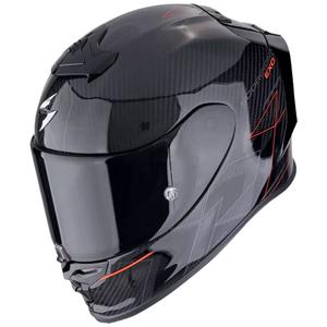 Casco integral de moto Scorpion EXO-R1 EVO CARBON AIR CYNERGY negro-rojo