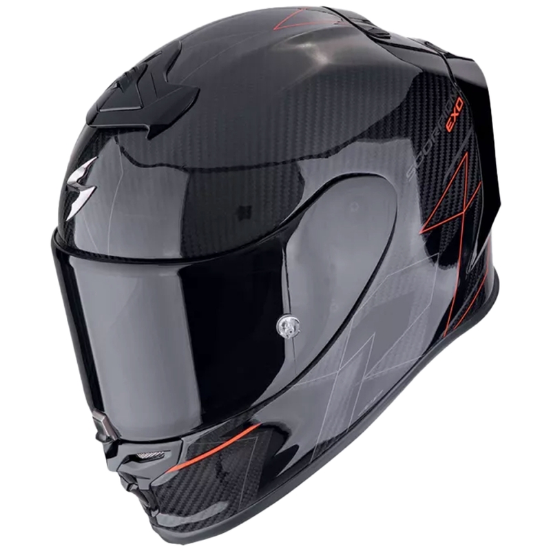 Casco integral de moto Scorpion EXO-R1 EVO CARBON AIR CYNERGY negro-rojo