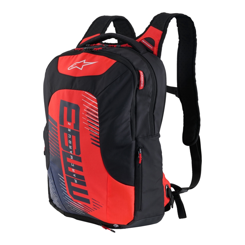 Mochila Alpinestars City Hunter V2 MM93 en rojo fluorescente, azul, negro y blanco