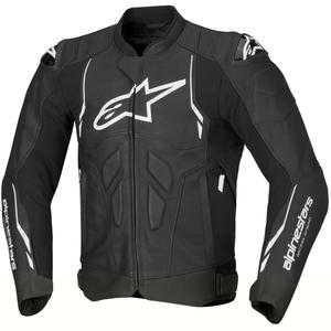 Chaqueta de moto de cuero Alpinestars Dusk en blanco y negro